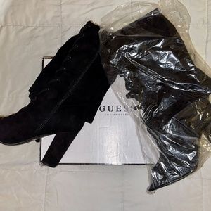 Guess Women's Casidi Lace Knee High Open Toe Boots Black 11 M US